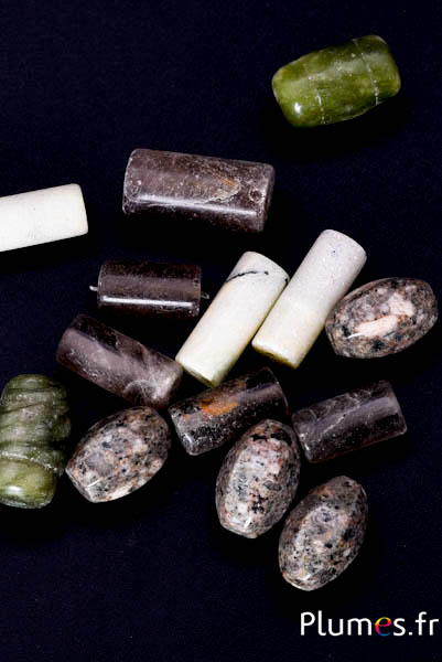 Natuursteen kralen - 15-20 mm, gat 2 mm - groen-wit-bruin-beige